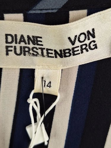 Diane von Furstenberg Silk Blended Striped Shift Mini Dress Size 14 by SwapUp-Online Second Hand Store-Online Thrift Store