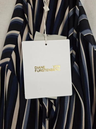 Diane von Furstenberg Silk Blended Striped Shift Mini Dress Size 14 by SwapUp-Online Second Hand Store-Online Thrift Store