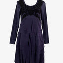 Didier Parakian Navy Applique Tiered Fitted Midi Dress Size 12 by SwapUp-Online Second Hand Store-Online Thrift Store