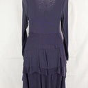 Didier Parakian Navy Applique Tiered Fitted Midi Dress Size 12 by SwapUp-Online Second Hand Store-Online Thrift Store