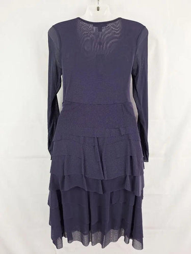 Didier Parakian Navy Applique Tiered Fitted Midi Dress Size 12 by SwapUp-Online Second Hand Store-Online Thrift Store