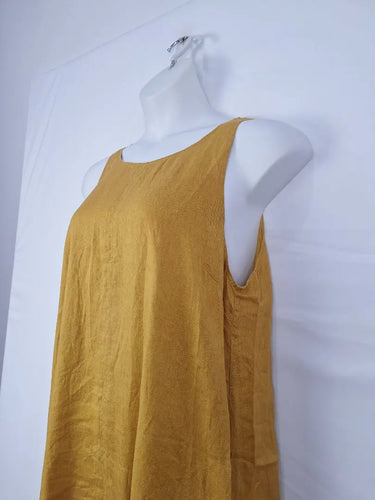Eb&Ive Mustard Linen Elegant Shift Midi Dress Size L by SwapUp-Online Second Hand Store-Online Thrift Store