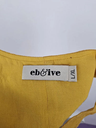 Eb&Ive Mustard Linen Elegant Shift Midi Dress Size L by SwapUp-Online Second Hand Store-Online Thrift Store