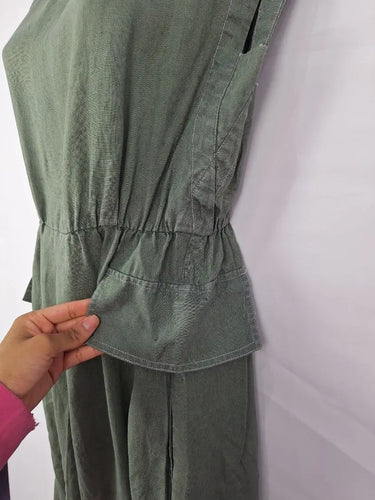 Elk Khaki Boxy Linen Midi Dress Size 6 by SwapUp-Online Second Hand Store-Online Thrift Store