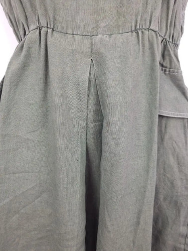Elk Khaki Boxy Linen Midi Dress Size 6 by SwapUp-Online Second Hand Store-Online Thrift Store