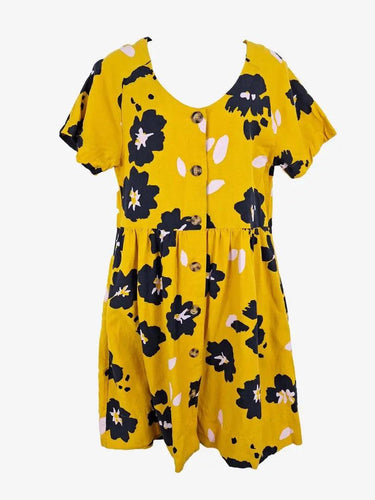 Elm Mustard Flower Button Down Dress Size 8 by SwapUp-Online Second Hand Store-Online Thrift Store