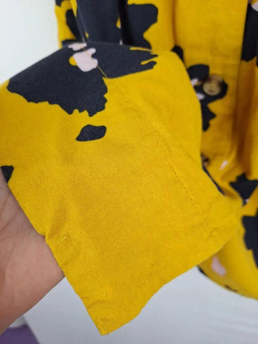 Elm Mustard Flower Button Down Dress Size 8 by SwapUp-Online Second Hand Store-Online Thrift Store
