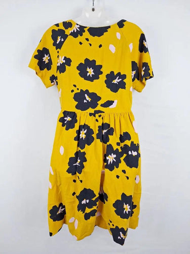 Elm Mustard Flower Button Down Dress Size 8 by SwapUp-Online Second Hand Store-Online Thrift Store