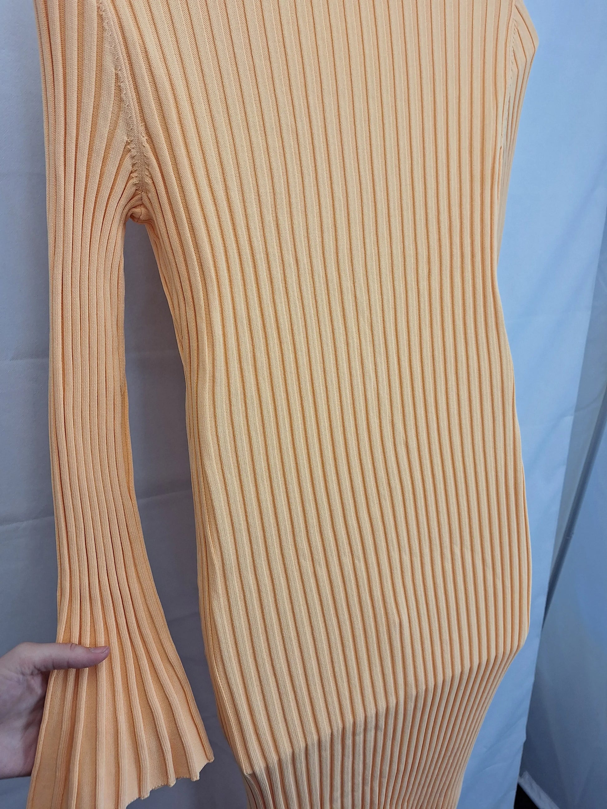 Ena Pelly Apricot  Eve Ribbed Knit Midi Cardigan Size 16 by SwapUp-Online Second Hand Store-Online Thrift Store