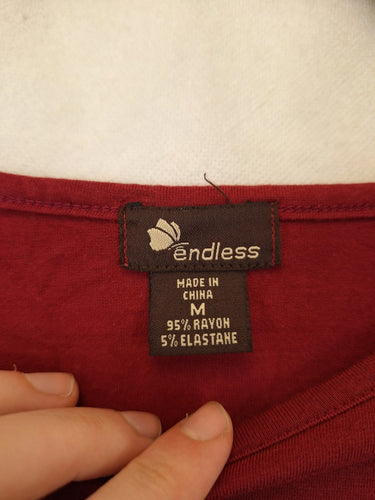 Endless Ruched Sleeve Burgundy Top Size M by SwapUp-Online Second Hand Store-Online Thrift Store