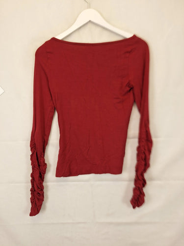 Endless Ruched Sleeve Burgundy Top Size M by SwapUp-Online Second Hand Store-Online Thrift Store