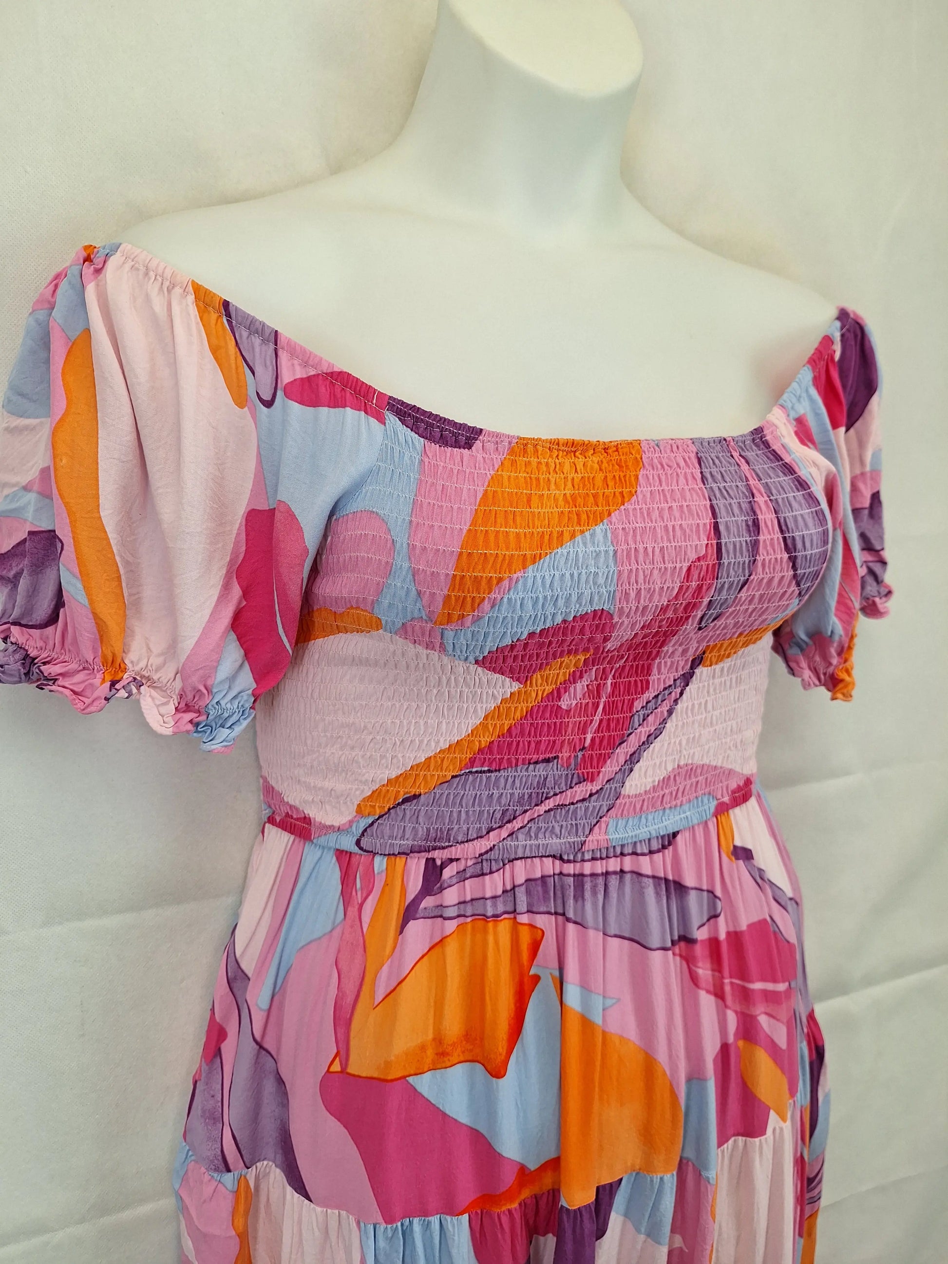 Esther & Co Off The Shoulder Shirred Midi Dress Size 12 by SwapUp-Online Second Hand Store-Online Thrift Store