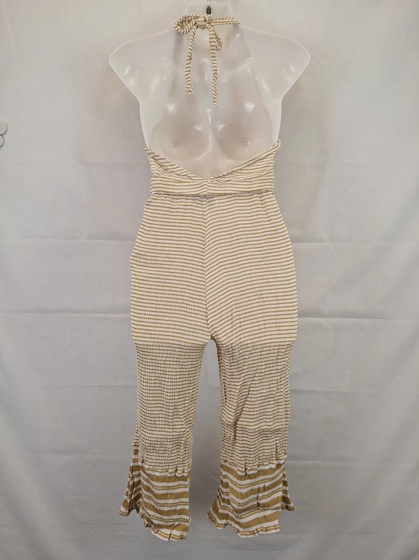 Faithfull Biscuit Striped Stretch Halter Neck Jumpsuit Size 8 by SwapUp-Online Second Hand Store-Online Thrift Store