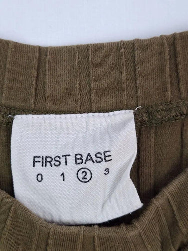 First Base Khaki Ribbed Split Front Skirt Size M by SwapUp-Online Second Hand Store-Online Thrift Store