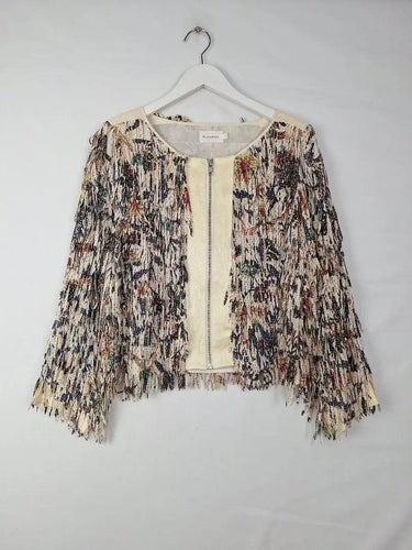 Flannel Unique Fringe Zip up Top Size S by SwapUp-Online Second Hand Store-Online Thrift Store
