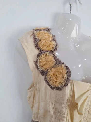 Floreat Cream Lilly Pond Midi Dress Size 8 by SwapUp-Online Second Hand Store-Online Thrift Store