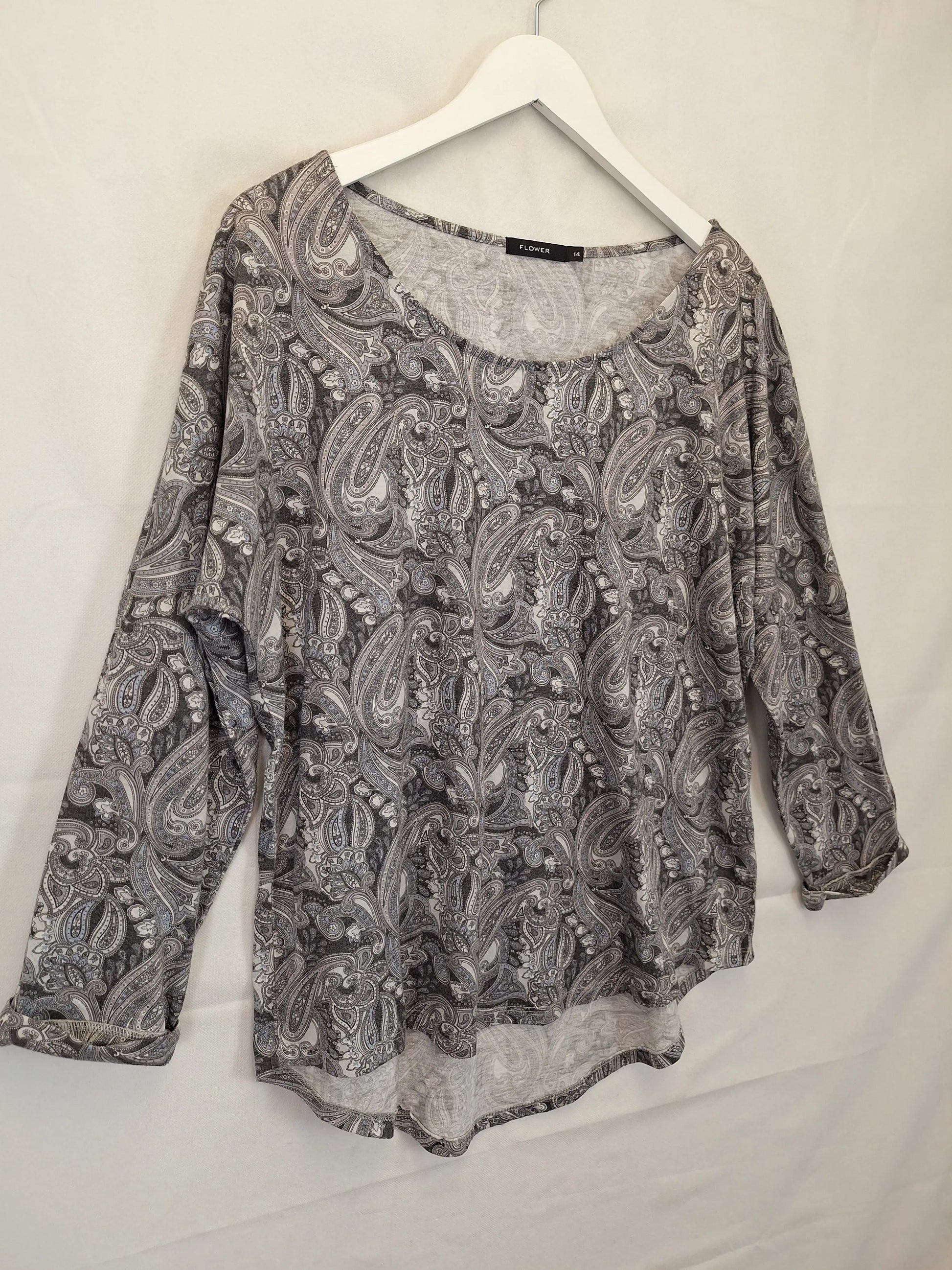 Flower Paisley Drop Shoulder Top Size 14 by SwapUp-Online Second Hand Store-Online Thrift Store