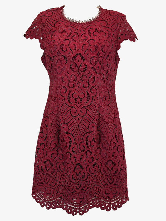 Forever New Burgundy Lace Cocktail Midi Dress Size 10 by SwapUp-Online Second Hand Store-Online Thrift Store