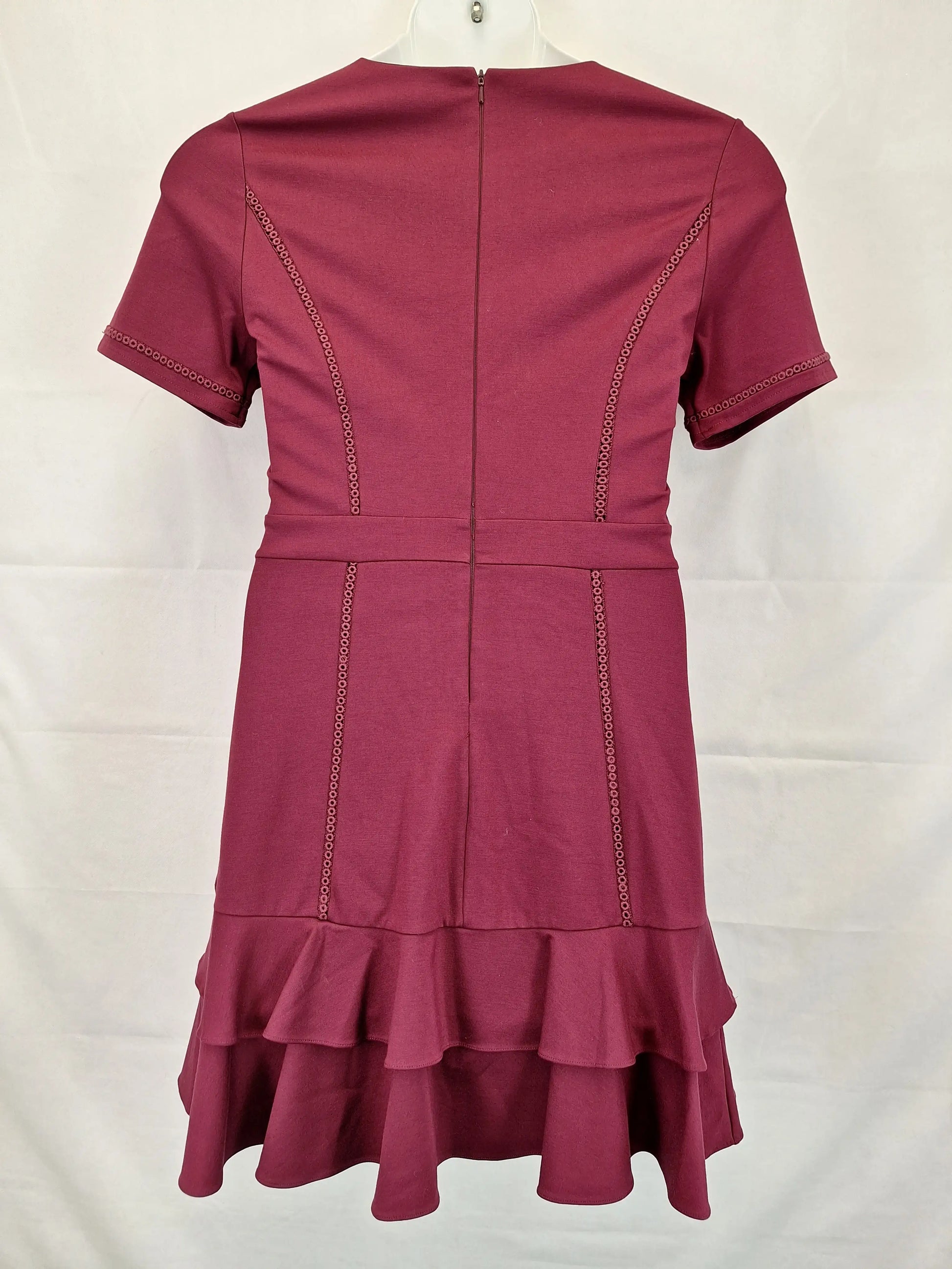 Forever New Burgundy Office Style Midi Dress Size 12 by SwapUp-Online Second Hand Store-Online Thrift Store