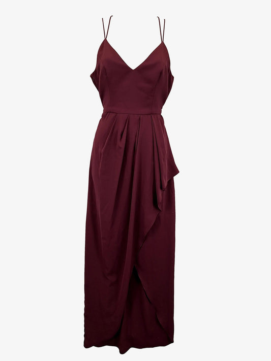 Forever New Evening Berry Ruffle Maxi Dress Size 8 by SwapUp-Online Second Hand Store-Online Thrift Store