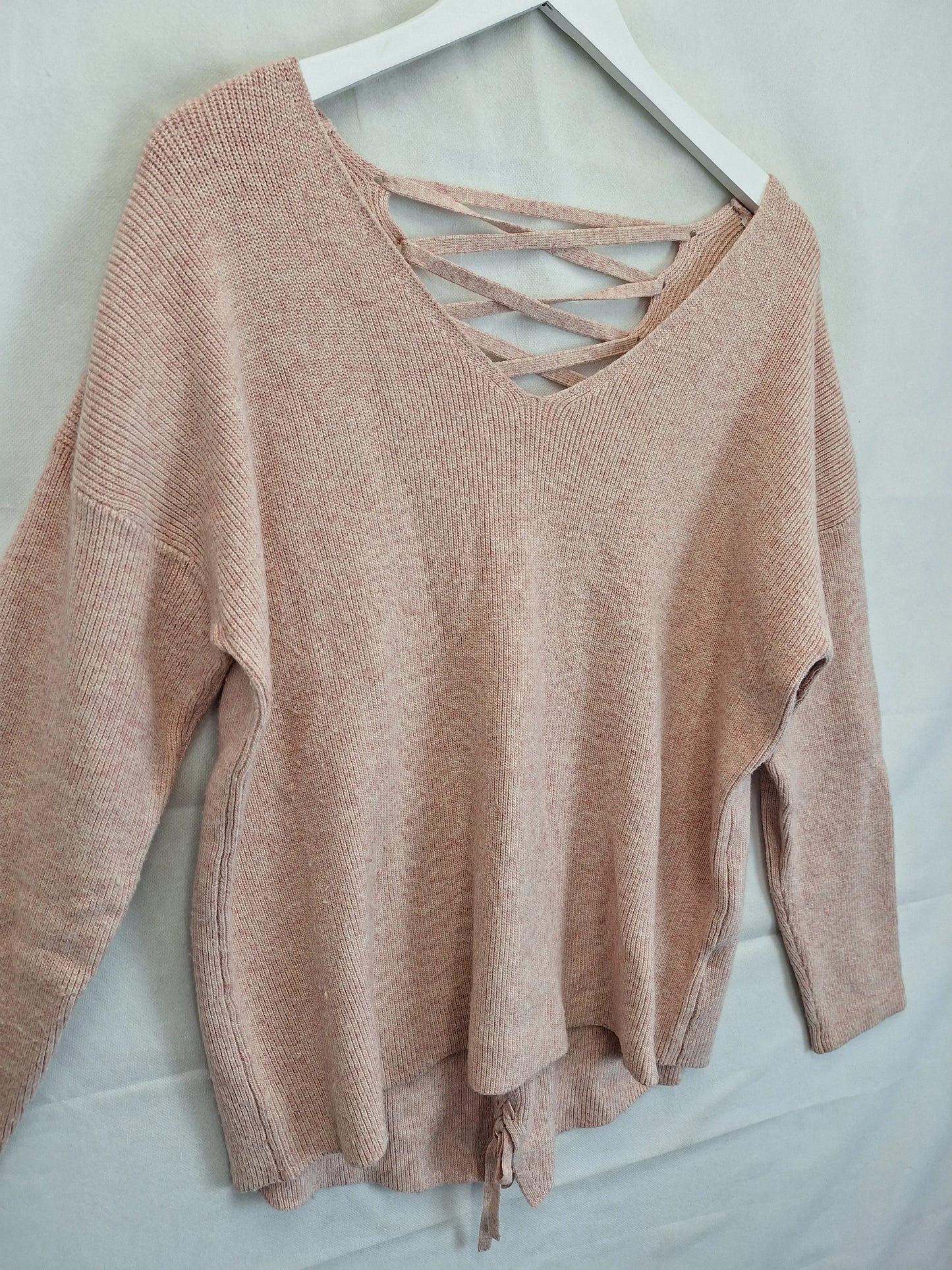 Forever New Laced Blush Knit Jumper Size L by SwapUp-Online Second Hand Store-Online Thrift Store