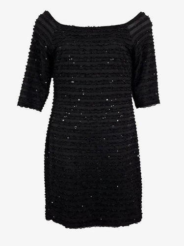 Frank Lyman Sparkle Ruffled Black Midi Dress Size 10 by SwapUp-Online Second Hand Store-Online Thrift Store