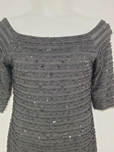 Frank Lyman Sparkle Ruffled Black Midi Dress Size 10 by SwapUp-Online Second Hand Store-Online Thrift Store