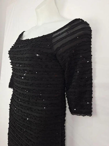Frank Lyman Sparkle Ruffled Black Midi Dress Size 10 by SwapUp-Online Second Hand Store-Online Thrift Store