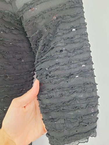 Frank Lyman Sparkle Ruffled Black Midi Dress Size 10 by SwapUp-Online Second Hand Store-Online Thrift Store
