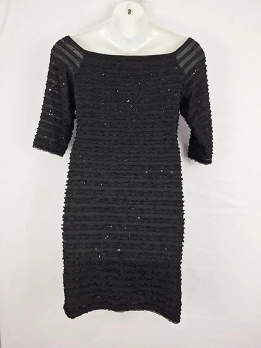 Frank Lyman Sparkle Ruffled Black Midi Dress Size 10 by SwapUp-Online Second Hand Store-Online Thrift Store