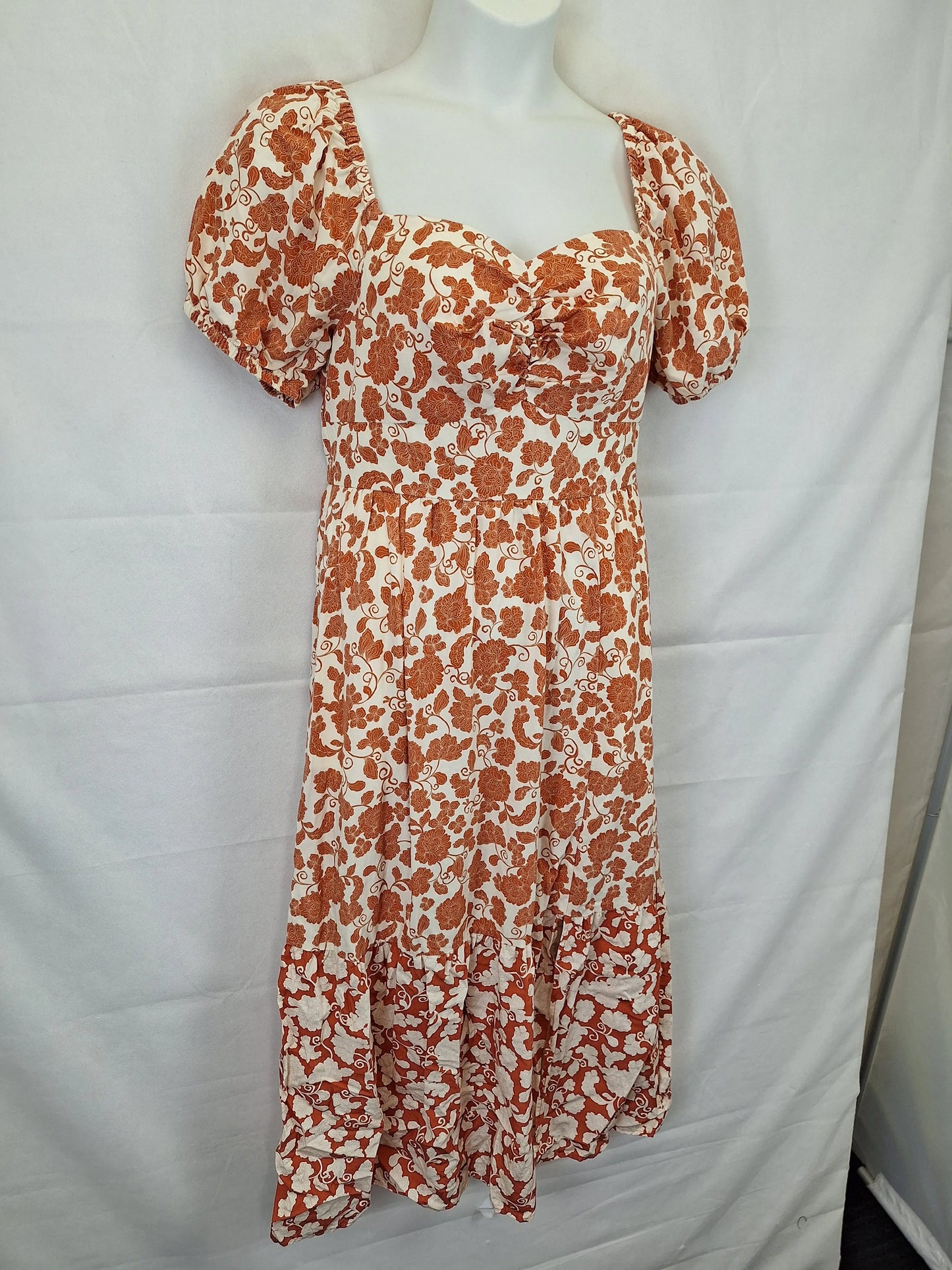 French Connection Elegant Paisley Puff Sleeve Maxi Dress Size 14 by SwapUp-Online Second Hand Store-Online Thrift Store