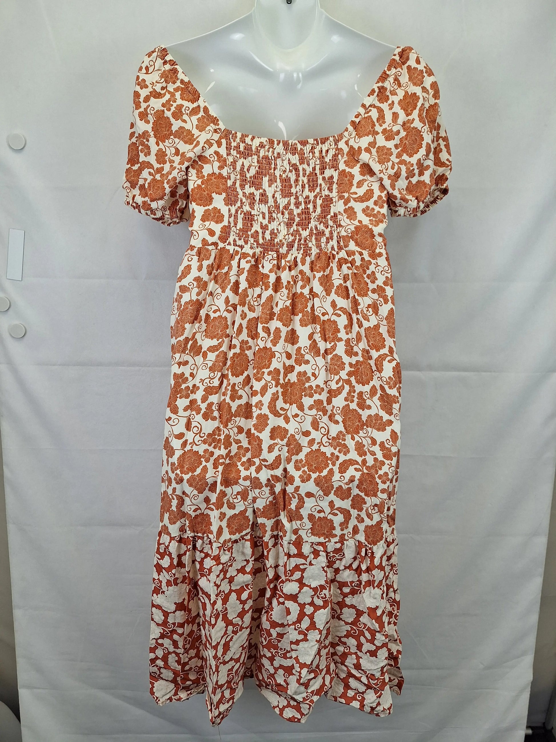 French Connection Elegant Paisley Puff Sleeve Maxi Dress Size 14 by SwapUp-Online Second Hand Store-Online Thrift Store
