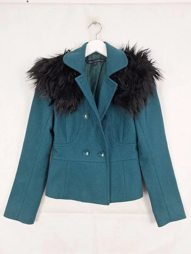 French Connection Emerald Green Retro Inspired Tailored Winter Jacket Size 6 by SwapUp-Online Second Hand Store-Online Thrift Store