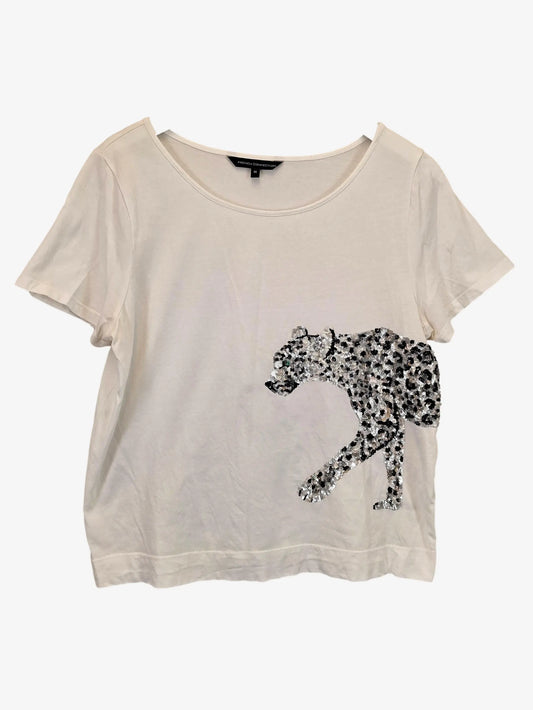 French Connection Sequin Embellished Cheetah T-shirt Size M by SwapUp-Online Second Hand Store-Online Thrift Store