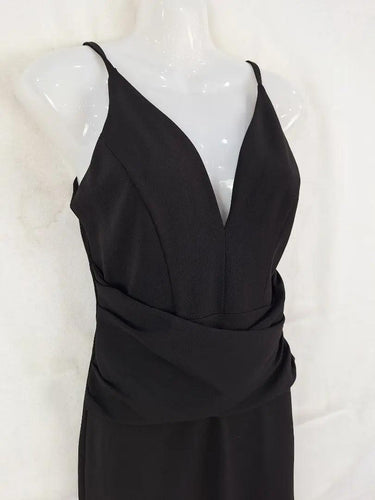 Second-Hand - Fresh Soul Classy Ruched Little Black Pencil Midi Dress Size 10 - SwapUp
