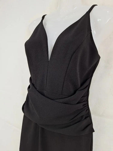 Second-Hand - Fresh Soul Classy Ruched Little Black Pencil Midi Dress Size 10 - SwapUp