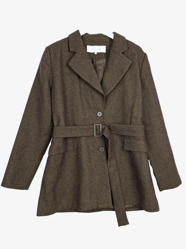 Friend Of Audrey Khaki Wool Blend Essential Belted Coat Size XL by SwapUp-Online Second Hand Store-Online Thrift Store