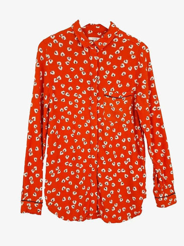 Ganni Crimson Leaf Button Down Shirt Size 10 by SwapUp-Online Second Hand Store-Online Thrift Store