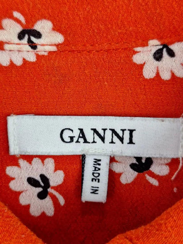 Ganni Crimson Leaf Button Down Shirt Size 10 by SwapUp-Online Second Hand Store-Online Thrift Store