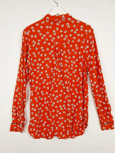 Ganni Crimson Leaf Button Down Shirt Size 10 by SwapUp-Online Second Hand Store-Online Thrift Store