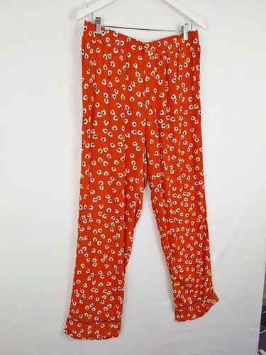 Ganni Crimson Leaf Flowy Pants Size 12 by SwapUp-Online Second Hand Store-Online Thrift Store