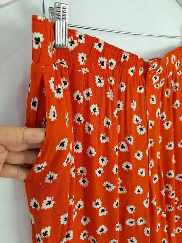 Ganni Crimson Leaf Flowy Pants Size 12 by SwapUp-Online Second Hand Store-Online Thrift Store