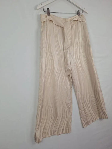 Ginger & Smart Cream Belted Dressy Cropped Pants Size 12 by SwapUp-Online Second Hand Store-Online Thrift Store
