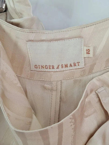Ginger & Smart Cream Belted Dressy Cropped Pants Size 12 by SwapUp-Online Second Hand Store-Online Thrift Store