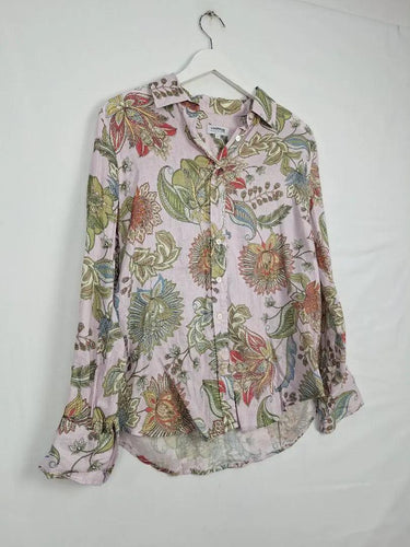 Goondiwindi Cotton Mauve Linen Floral Classic Shirt Size 12 by SwapUp-Online Second Hand Store-Online Thrift Store