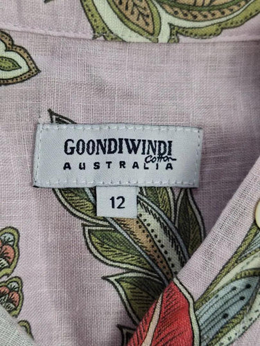 Goondiwindi Cotton Mauve Linen Floral Classic Shirt Size 12 by SwapUp-Online Second Hand Store-Online Thrift Store