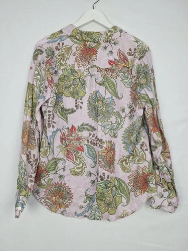 Goondiwindi Cotton Mauve Linen Floral Classic Shirt Size 12 by SwapUp-Online Second Hand Store-Online Thrift Store