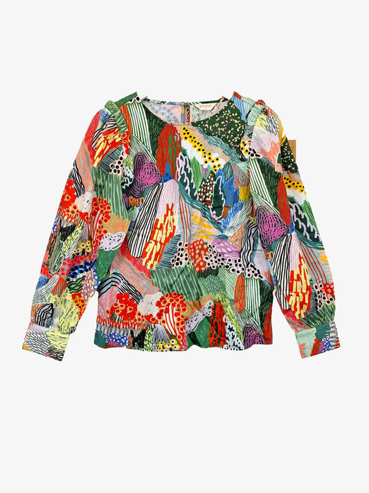 Gorman Abstract Lake Ruffle Top Size 6 by SwapUp-Online Second Hand Store-Online Thrift Store