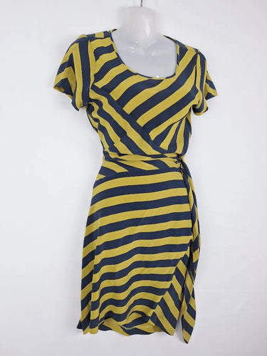 Gorman Elegant Bias Cut Silk Striped Midi Dress Size 8 by SwapUp-Online Second Hand Store-Online Thrift Store