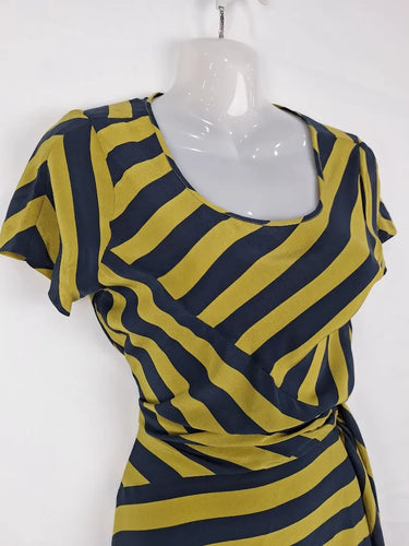 Gorman Elegant Bias Cut Silk Striped Midi Dress Size 8 by SwapUp-Online Second Hand Store-Online Thrift Store
